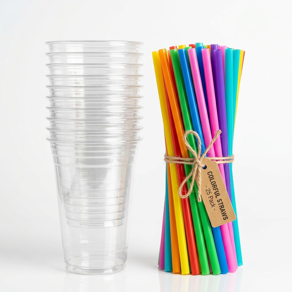 Cup dan Sedotan Plastik